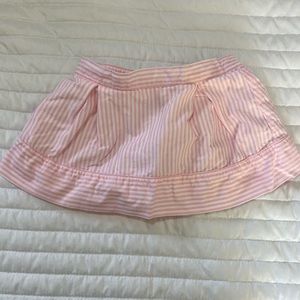 Pink and white striped skirt